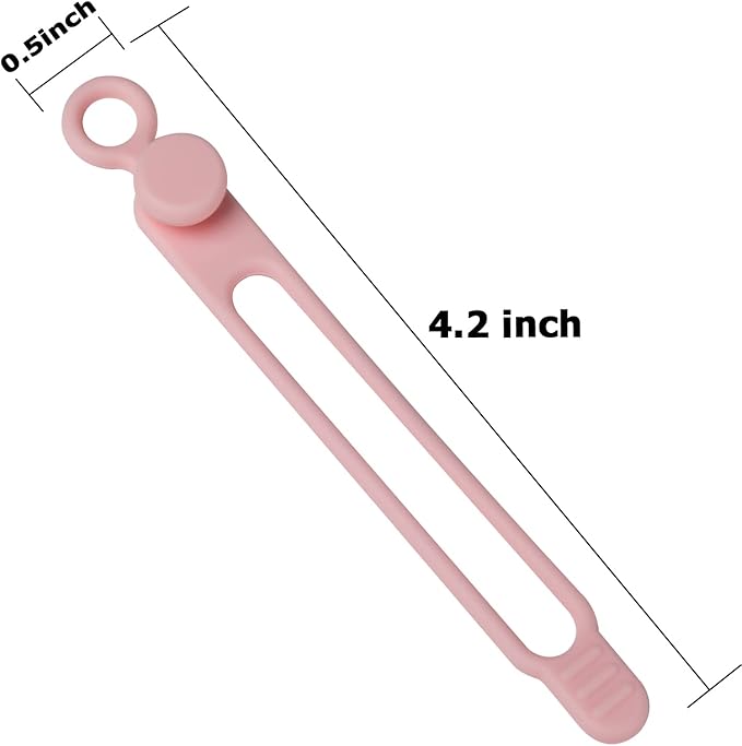 16Pcs Silicone Cable Ties Cord Organizer for Bundling Earphone, Phone Charger, Computer Cords, Reusable Wire Cable Management in Home,Office,Kitchen,School,Travel (Pink)