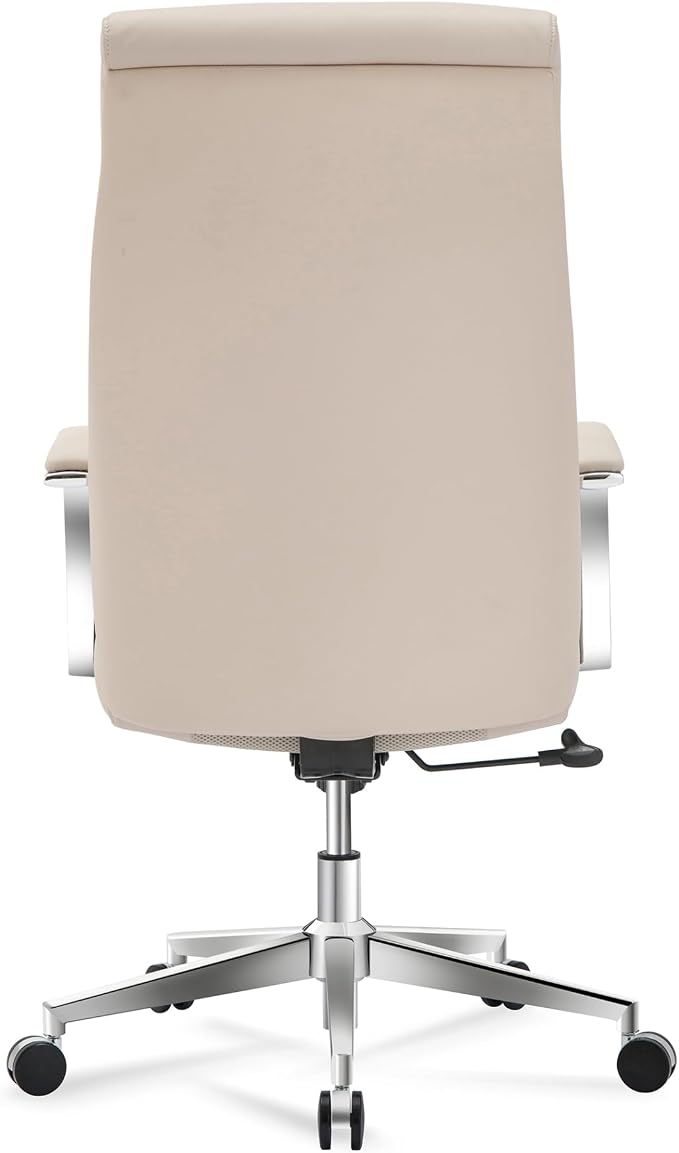 Realspace® Modern Comfort Modee Vegan Leather High-Back Executive Office Chair, Sand/Chrome, BIFMA Compliant