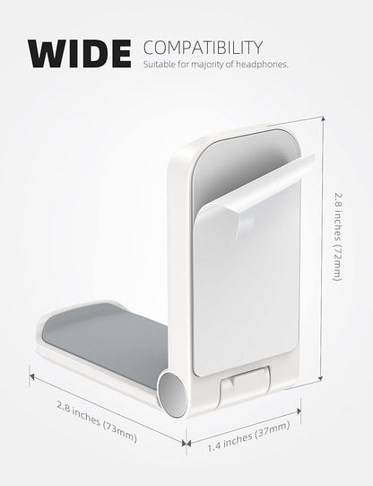 Lamicall Headphone Stand, Sticky Headset Hanger - 2 Pack Adhesive Headphone Holder Hook Mount, Headset Holder Clip Under Desk, Earphone Clamp for Airpods Max, HyperX, Sennheiser, White