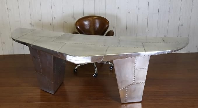 NauticalMart Aviator Wing Desk Wing Shaped Aluminium Desk Home Office Decor (72 Inches)