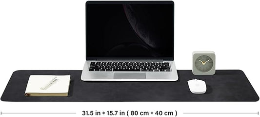 Distressed Leather Desk Mat - Non-Slip PU Desk Pad for Office and Home - Desk Organization and Accessories - Ideal for Large Mouse Pad and Desk Mats on Top of Desks(Charcoal Black,31.5"x 15.7")