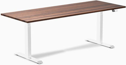 Desky Dual Hardwood Sit Stand Desk - 80x30 Electric Standing Desk - Dual Motor, 3 Stage Adjustable Height Desk - Solid Wood Standing Desk - Whole-Piece Top in Walnut Wood