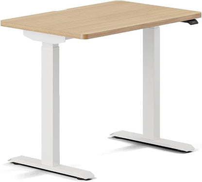 Branch Duo Standing Desk 36 Inches - Adjustable Standing Desk with 20” Range - OLED Control Panel - Frameless Design & Compact Size Suitable for Many Spaces - White Base - Woodgrain Top