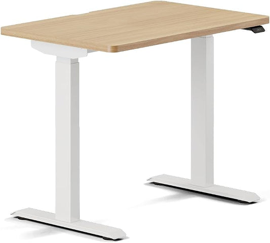 Branch Duo Standing Desk 36 Inches - Adjustable Standing Desk with 20” Range - OLED Control Panel - Frameless Design & Compact Size Suitable for Many Spaces - White Base - Woodgrain Top