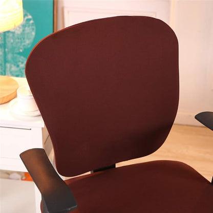 Jinzio Computer Office Chair Cover - Split Protective & Stretchable Cloth Polyester Universal Desk Task Chair Chair Covers Stretch Rotating Chair Slipcover, Coffee