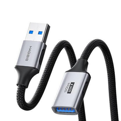 Hagibis USB Extension Cable, USB Extender, Braided 10Gbps USB 3.2 Type A Male to Female Cord Compatible with Webcam, Keyboard, Mouse, PlayStation, Xbox, Flash Drive, Printer, Camera (1.6FT)
