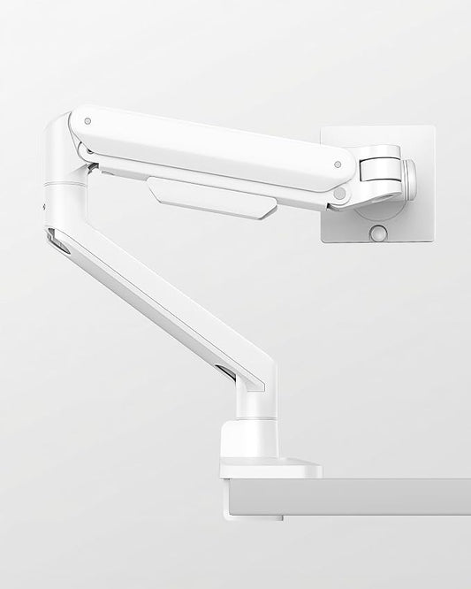 monTEK Deluxe Monitor Arm for 17 to 40 Inch Curved Screens with Cable Management Aluminum Fully Adjustable Single Monitor Arm with Clamp/Grommet, Quick Release Plate,75x75/100x100 VESA