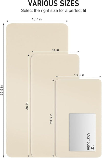 Desk Pad, 30" x 14" PU Leather Non-Slip Desk Mat Large Mouse Pad for Desktop, Waterproof Laptop Computer Writing Mat for Office, Home, Work, Gaming, Beige