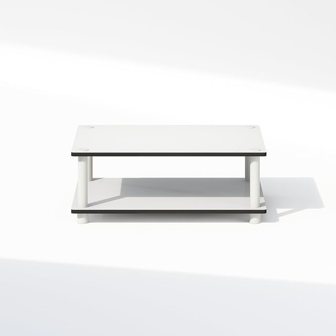 Furinno JUST Printer Stand with Storage, 2-Tier Under Desk Printer Stand, Printer Table, Toolless Assembly, for CPU, Office Supplies, Home Office, White