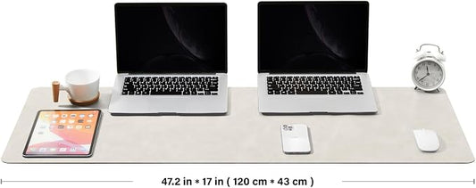 Distressed Leather Desk Mat - Non-Slip PU Desk Pad for Office and Home - Desk Organization and Accessories - Ideal for Large Mouse Pad and Desk Mats on Top of Desks(Sandstone,47.2"x 17")