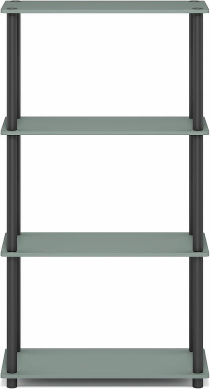 Furinno Turn-N-Tube Storage Shelves, 4-Tier Toolless Book Shelf, Corner Shelf, Toolless Open Shelves, for Organization and Storage, Living Room, Garage, Home Office, Sage Green