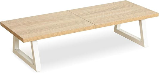 TEAMIX 24 inch Monitor Stand Riser, Wood & Steel Computer Monitor Stand with Storage, Laptop, PC, Printer Stand Riser for Desktop Office Desk Organizers