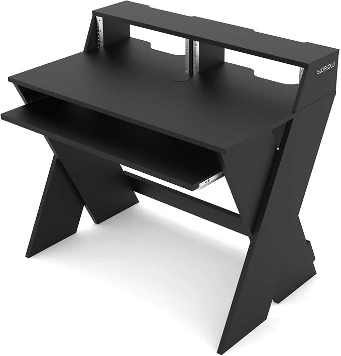 Glorious Sound Desk Compact Professional Studio Workstation with Pull-out Keyboard Compartment (Black)