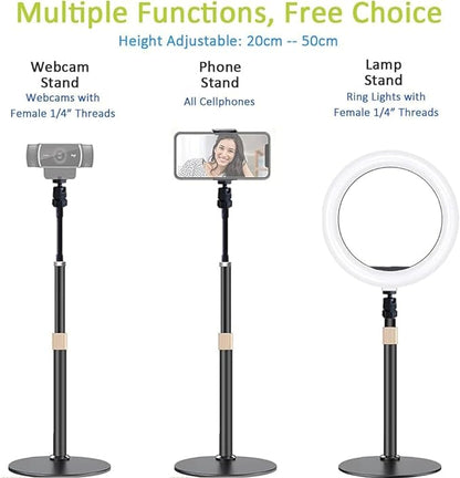 Webcam Stand Phone Holder [Extension-Type] Desktop Stand Flexible Gooseneck Video Stand Camera Mount for Cellphones, Logitech Webcam C922 C930e C920S C920 C615, Etc. (1/4" Threads)