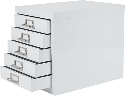 Office Storage Cabinet - File Cabinet Mini 5 Tier Metal File Organizer Document Organizer, for Home, Office, Desk (White)