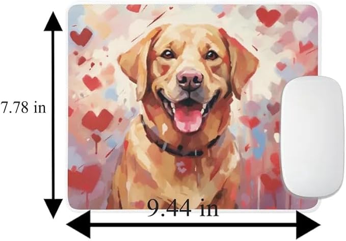 Labrador Retriever Mouse Pad Dog with Red Hearts Pattern Non-Slip Rubber Mouse Pad Puppy in Love Mouse Pad for Home Office Work Desk Computer Desktop Laptop for Dog Lovers