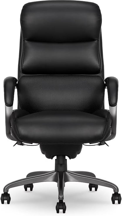 La-Z-Boy Aberdeen Ergonomic Executive Office Chair, Bonded Leather, Swivel, Reclines, Adjustable Arms, Lumbar Support, Black