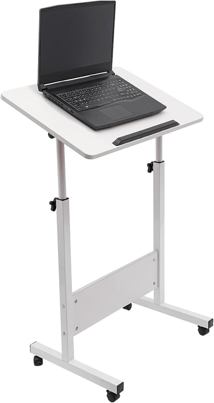Small Mobile Standing Desk, 24" L×16" W Mobile Office Table, Rolling Laptop Table with 180° Flip, 30.5-43.11in Adjustable Height Desk for Small Spaces Home Offices