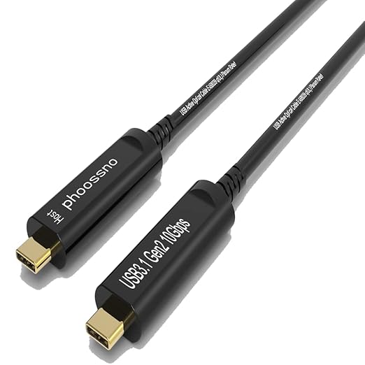 UL CMP Plenum Rated USB C to C Fiber Optical 3.2Cable 10Gbps 33FT Compatible with Microsoft Azure Logitech Camera Aver &Vaddio & Barco ClickShare Touch Screen Kinect Intel RealSense