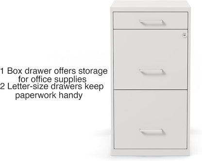 Staples 3-Drawer Vertical File Cabinet, Letter Size Documents, Lockable & Mobile, 18.9" D x 14.3" W x 26.9" H, White