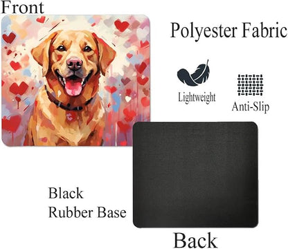 Labrador Retriever Mouse Pad Dog with Red Hearts Pattern Non-Slip Rubber Mouse Pad Puppy in Love Mouse Pad for Home Office Work Desk Computer Desktop Laptop for Dog Lovers