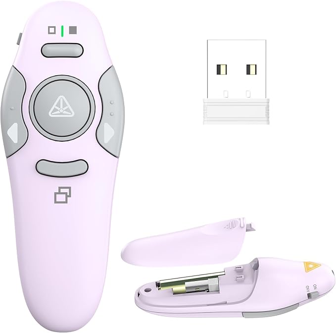 QUI Presentation Clicker Wireless Presenter Remote Clicker for PowerPoint Presentation Remote, PowerPoint Slide Advancer for Mac/Windows/Google Slide/Keynote, Purple, A
