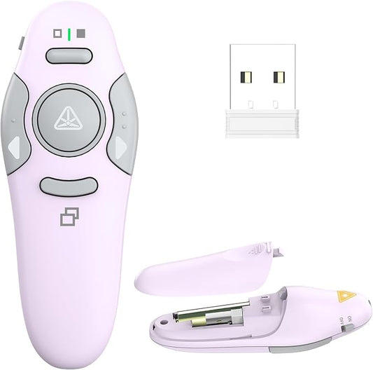 QUI Presentation Clicker Wireless Presenter Remote Clicker for PowerPoint Presentation Remote, PowerPoint Slide Advancer for Mac/Windows/Google Slide/Keynote, Purple, A