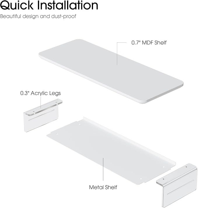 Fenge Acrylic Monitor Stand Riser, 23.6 Inches Monitor Stand with Metal Storage, 2 Tier Acrylic Computer Riser for Desk, Clear Laptop Stand for PC, Laptop, Printer, TV, White