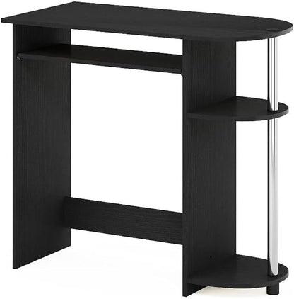 Pemberly Row Computer Desk, Composite Wood and Stainless Steel, 31.5 x 15.8 x 28.8 in, Pull-Out Keyboard Drawer, 2 Shelves, Compact Home Office Desk, Easy Assembly