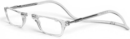Clic Magnetic Reading Glasses - Adjustable Neck Hanging Readers - Secure Fit with Rigid Headband - Original (S-M, Clear, 2.25)