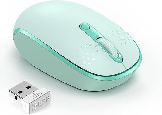 TECKNET Wireless Mouse for Laptop, 2.4G Quiet Computer Mouse with USB Receiver, 4 Buttons Portable Cordless Mice for Chromebook, Laptop, PC, Mac, 800/1200/1600 DPI - Mint Green