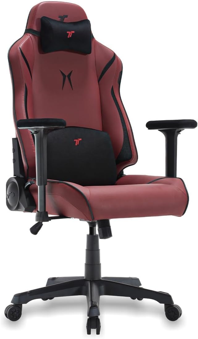 TTRACING Ergonomic Gaming Chair with 22-Inch Extra Wide Seat | Premium cold-molded foam desk seating for home office setup. Features 135° recline and heavy-duty frame Red