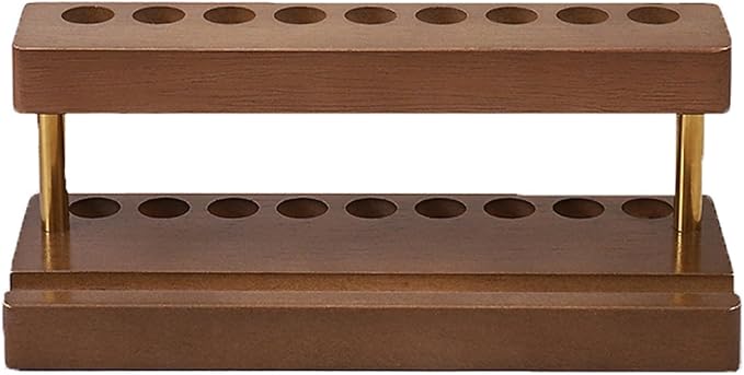 Pencil & Pen organizer for Desk,Wooden pen holder with Phone Stand for Office & Home,Solid Walnut Pencil Display Stand (Single-row - Walnut)