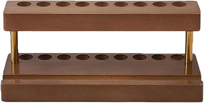 Pencil & Pen organizer for Desk,Wooden pen holder with Phone Stand for Office & Home,Solid Walnut Pencil Display Stand (Single-row - Walnut)