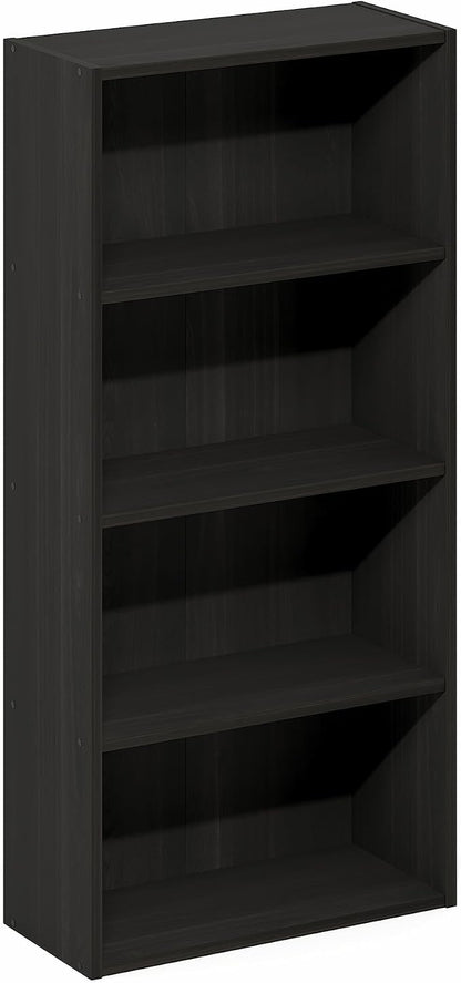 Furinno Basic Book Shelf, 4-Tier Bookcase with Open Shelf, Bookshelf, Cube Storage Organizer, 7 x 17 x 35, for Living Room, Bedroom, Home Office, Espresso