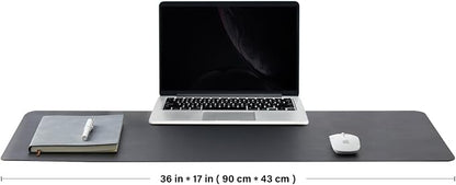 HOMIEAZICOZI Leather Desk Mat - Non-Slip PU Desk Pad for Office and Home - Desk Organization and Accessories - Ideal for Large Mouse Pad and Desk Mats on Top of Desks (Black,36''x 17'') (DPD-B-L)
