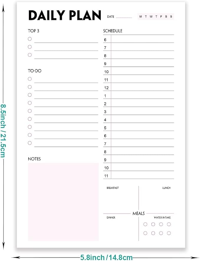 (Pack of 3) Nokingo Daily To Do Lists - A5 Calendar, Organizer with Priority, To Do Lists, Appointments, Meals and Water Intake Tracker, 50 Undated Tear-Off Sheets Daily Planner Pad, 5.8"x8.25"