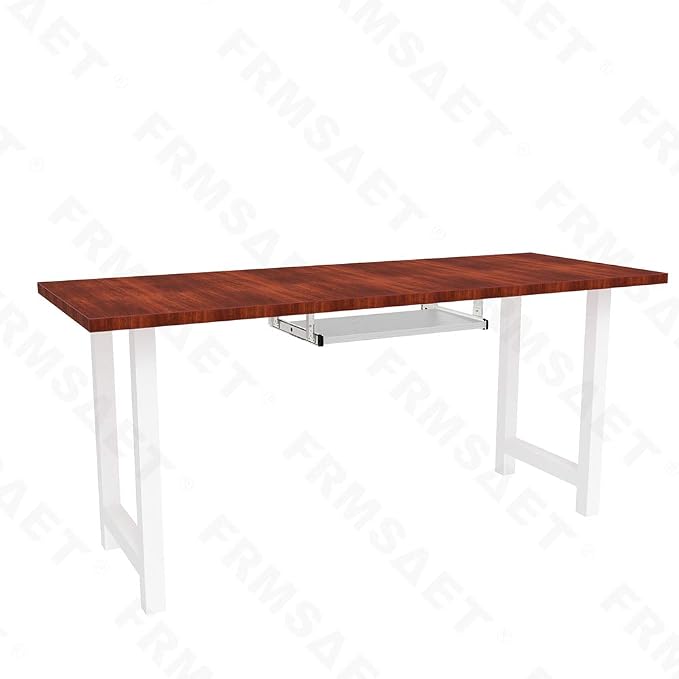 FRMSAET Furniture Accessories Office Product Suits Hardware 20/24/30 inches Keyboard Drawer Tray Wood Holder Under Desk Adjustable Height Platform. (20 inches, White)