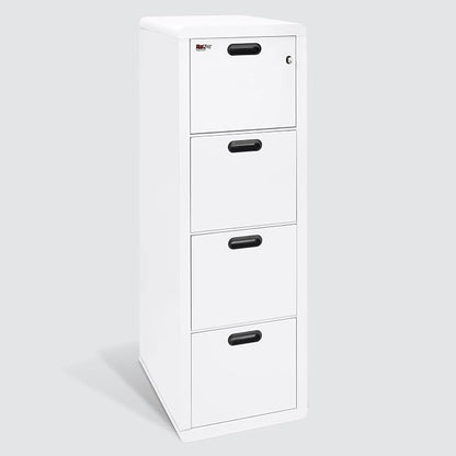 FireKing Turtle Contour - 4 Drawer Fire Safe File Cabinet with Key Lock - 1 Hour Fire Rated, UL Rated & Water Resistant Home Safe - Made in the USA Legal & Letter Filing Cabinet - Arctic White