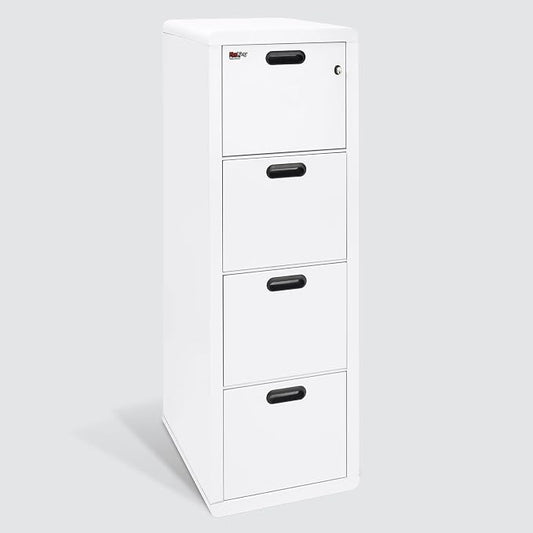 FireKing Turtle Contour - 4 Drawer Fire Safe File Cabinet with Key Lock - 1 Hour Fire Rated, UL Rated & Water Resistant Home Safe - Made in the USA Legal & Letter Filing Cabinet - Arctic White