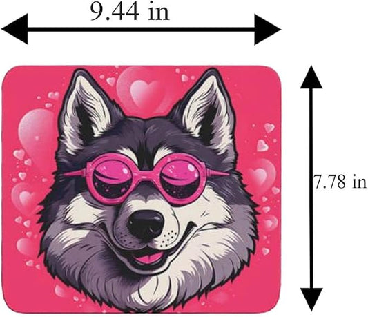 Pink Mousepad Glamour Dog Siberian Husky Mouse Pad for Home Office Gaming Working Desk Computer Desktop Accessories Non-Slip Rubber Mousepad for Dog Lovers
