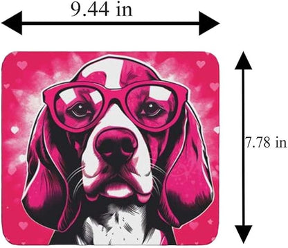 Pink Mousepad Glamour Dog Beagle Mouse Pad for Home Office Gaming Working Desk Computer Desktop Accessories Non-Slip Rubber Mousepad for Dog Lovers