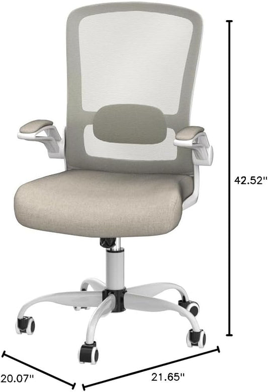 Mimoglad Home Office Chair, High Back Desk Chair, Ergonomic Mesh Computer Chair with Adjustable Lumbar Support and Thickened Seat Cushion (Modern, Beige)