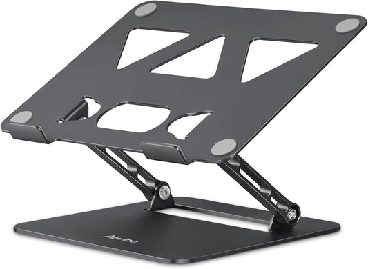 Aoviho Adjustable Laptop Stand for Desk, Portable Laptop Stand Holder and Riser, Foldable Aluminum Notebook Computer Stand for MacBook Air Pro HP Lenovo Dell Samsung Chromebook, 10-15.6 inch, Black