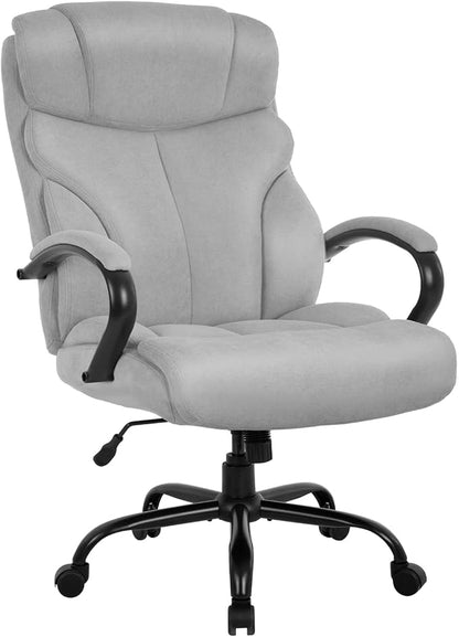 Office Chair Big and Tall 500lbs Wide Seat Desk Chair with Lumbar Support Arms High Back PU Leather Executive Task Ergonomic Computer Chair for Back Pain (Grey)