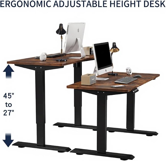 55 Inch Computer Desk, Large Office Desk for Home Office, Modern Writing Table with Sturdy Metal Frame