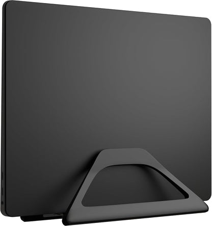 Elestoria Aluminum Vertical Laptop Stand with Gravity Auto-Lock – Adjustable Laptop Holder Vertical fits MacBook Pro/Air, Chromebook & Gaming Laptops up to 17.3" – Space-Saving Desktop Dock - Black