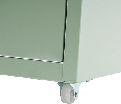Vertical File Cabinet, 6 Drawers Rolling File Organizer Cabinets with Lock, Heavy Duty Metal Storage Cabinet, Movable Under Desk Filing Cabinet for Office, Study, Dresser (Green)