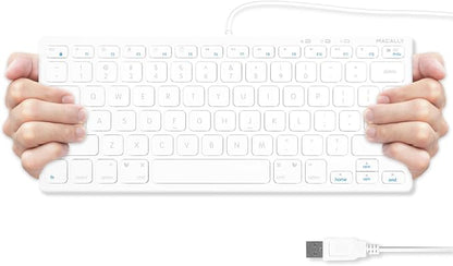 Macally USB Wired Keyboard for Mac and Windows PC - Plug and Play Apple Keyboard with 78 Scissor Switch Keys and 13 Shortcut Keys - Compact & Small that Saves Spaces and Looks Great - White