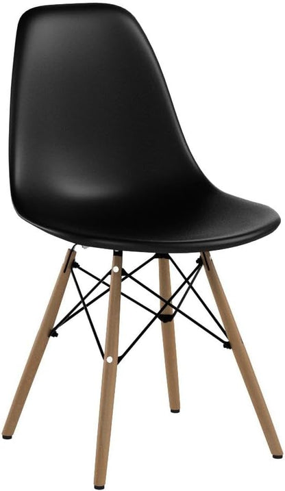 Giantex Dining Chairs Set of 2 Black, Pre Assembled Mid Century Modern Dining Chairs with Wood Legs, Armless Kitchen Chairs, Plastic Dining Side Chair for Dining Room, Kitchen, Living Room